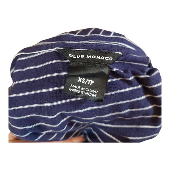 Club Monaco Leary Embroidered Bisous XX Striped Pocket Tee French Women's XS - Picture 7 of 7